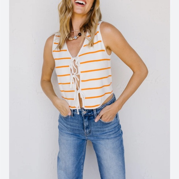 Papermoon Tops - papermoon orange stripe tie front top size M NwT